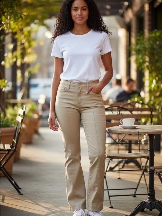 Kut from the Kloth Pants - Kut from the Kloth Tan Metallic Straight-Leg Pants